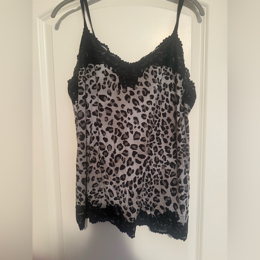 Lane Bryant Black and Gray Leopard Print Camisole